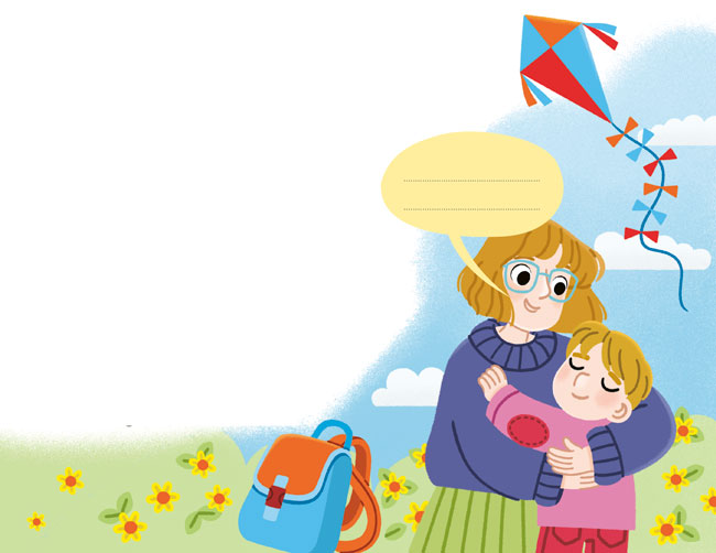 Mamma e bambino con aquilone