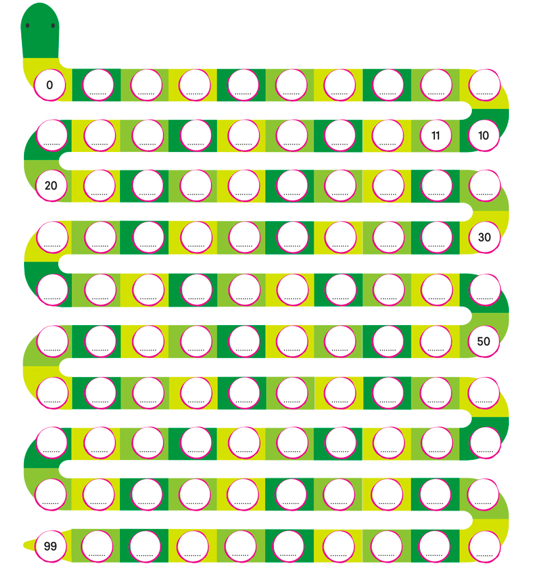Serpente con numeri da 0 a 99 da completare