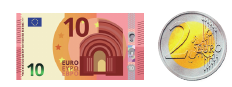 10 euro + 2 euro