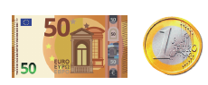 50 euro + 1 euro