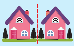 Due case con asse di simmetria esterno