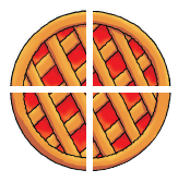 Crostata divisa in 4 parti